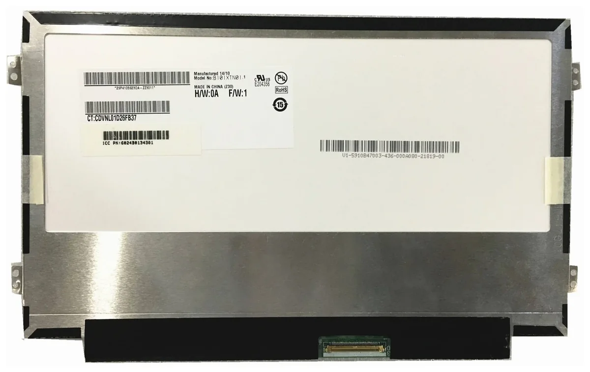 10.1" 40 Pin LED Laptop Screen With Bottom Left Connector (Resolution